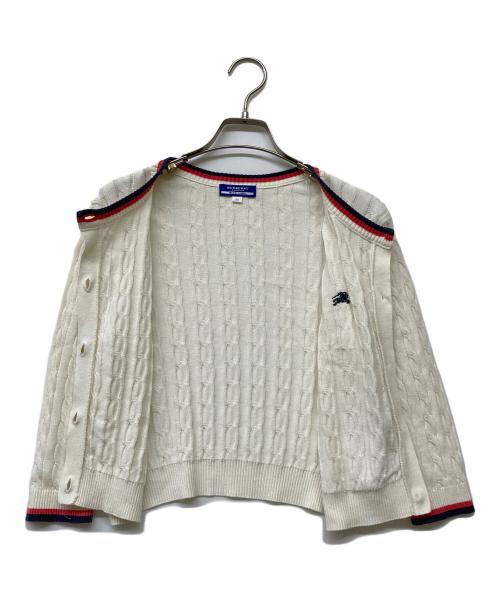 BURBERRY BLUE LABEL（バーバリーロンドンブルーレーベル）BURBERRY BLUE LABEL (バーバリーロンドンブルーレーベル) 14SS 金釦ケーブルニットカーディガン ホワイト サイズ:38の古着・服飾アイテム