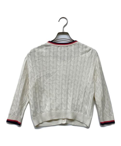 BURBERRY BLUE LABEL（バーバリーロンドンブルーレーベル）BURBERRY BLUE LABEL (バーバリーロンドンブルーレーベル) 14SS 金釦ケーブルニットカーディガン ホワイト サイズ:38の古着・服飾アイテム
