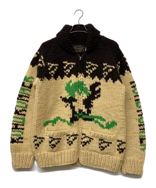 cheswick（チェスウィック）cheswick (チェスウィック) カウチンニットカーディガン ベージュ×ブラウン サイズ:40の古着・服飾アイテム