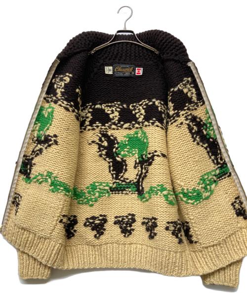 cheswick（チェスウィック）cheswick (チェスウィック) カウチンニットカーディガン ベージュ×ブラウン サイズ:40の古着・服飾アイテム