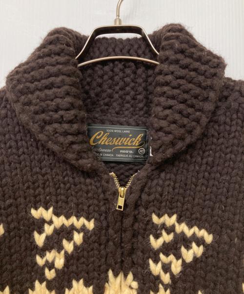 cheswick（チェスウィック）cheswick (チェスウィック) カウチンニットカーディガン ベージュ×ブラウン サイズ:40の古着・服飾アイテム