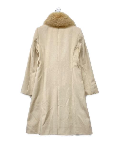 Pinky & Dianne（ピンキーアンドダイアン）Pinky & Dianne (ピンキーアンドダイアン) ベルテッドブルーフォックスファーアンゴラウールコート ベージュ サイズ:38の古着・服飾アイテム