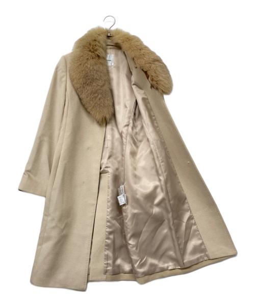 Pinky & Dianne（ピンキーアンドダイアン）Pinky & Dianne (ピンキーアンドダイアン) ベルテッドブルーフォックスファーアンゴラウールコート ベージュ サイズ:38の古着・服飾アイテム