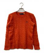 POLO RALPH LAURENポロ・ラルフローレン）の古着「QRタグ ケーブルウールカシミヤクルーネックセーター」｜レッド