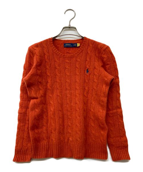 POLO RALPH LAUREN（ポロ・ラルフローレン）POLO RALPH LAUREN (ポロ・ラルフローレン) QRタグ ケーブルウールカシミヤクルーネックセーター レッド サイズ:Sの古着・服飾アイテム