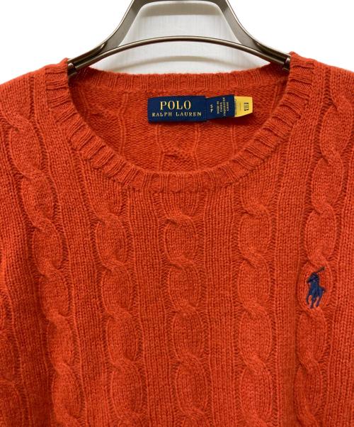 POLO RALPH LAUREN（ポロ・ラルフローレン）POLO RALPH LAUREN (ポロ・ラルフローレン) QRタグ ケーブルウールカシミヤクルーネックセーター レッド サイズ:Sの古着・服飾アイテム