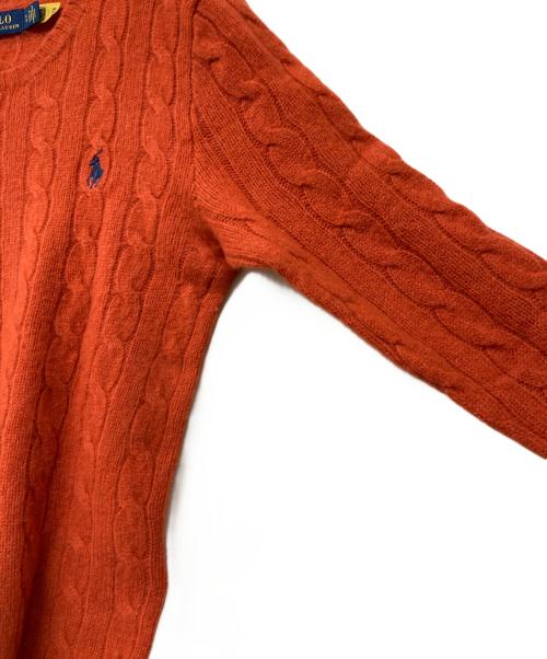 POLO RALPH LAUREN（ポロ・ラルフローレン）POLO RALPH LAUREN (ポロ・ラルフローレン) QRタグ ケーブルウールカシミヤクルーネックセーター レッド サイズ:Sの古着・服飾アイテム