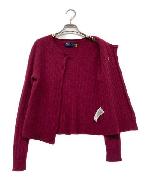 POLO RALPH LAUREN（ポロ・ラルフローレン）POLO RALPH LAUREN (ポロ・ラルフローレン) 21AW QRタグ CABLE CARDI-LONG SLEEVE-SWEATER ボルドー サイズ:Lの古着・服飾アイテム