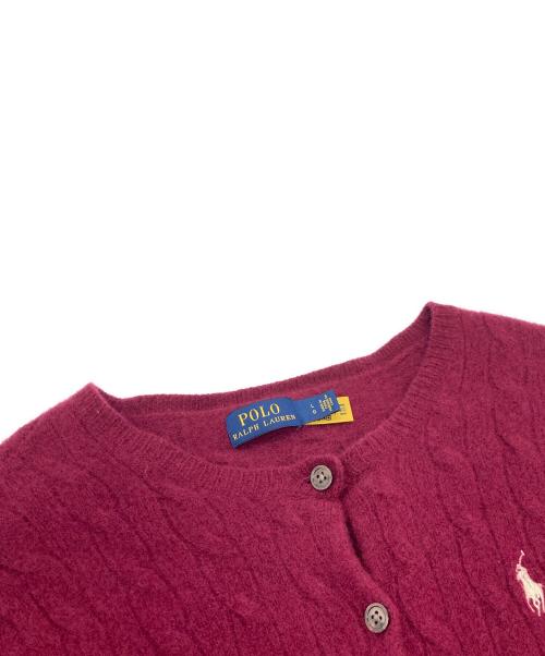POLO RALPH LAUREN（ポロ・ラルフローレン）POLO RALPH LAUREN (ポロ・ラルフローレン) 21AW QRタグ CABLE CARDI-LONG SLEEVE-SWEATER ボルドー サイズ:Lの古着・服飾アイテム