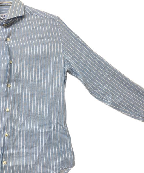 GALLIANO（ガリアーノ）GALLIANO (ガリアーノ) リネンブレンドカッタウェイカラーストライプシャツ スカイブルー サイズ:SIZE 39の古着・服飾アイテム