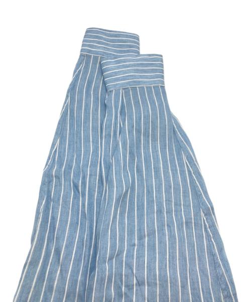 GALLIANO（ガリアーノ）GALLIANO (ガリアーノ) リネンブレンドカッタウェイカラーストライプシャツ スカイブルー サイズ:SIZE 39の古着・服飾アイテム