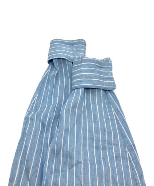 GALLIANO（ガリアーノ）GALLIANO (ガリアーノ) リネンブレンドカッタウェイカラーストライプシャツ スカイブルー サイズ:SIZE 39の古着・服飾アイテム