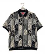 SUPREMEシュプリーム）の古着「22SS Abstract Textured Zip Up Polo」｜ベージュ×ブラック