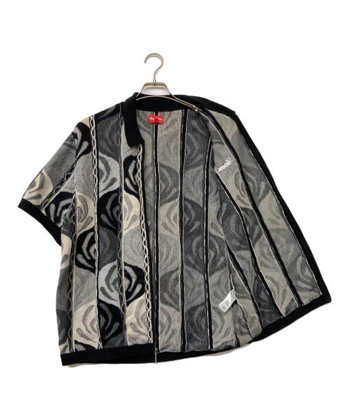 SUPREME（シュプリーム）SUPREME (シュプリーム) 22SS Abstract Textured Zip Up Polo ベージュ×ブラック サイズ:Mの古着・服飾アイテム