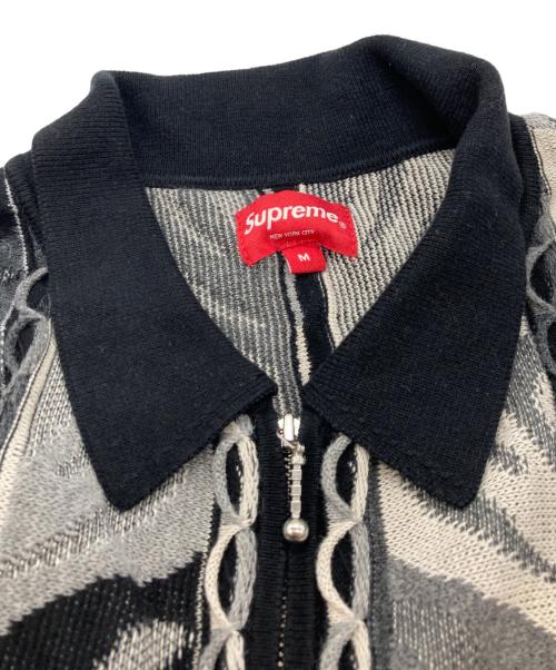 SUPREME（シュプリーム）SUPREME (シュプリーム) 22SS Abstract Textured Zip Up Polo ベージュ×ブラック サイズ:Mの古着・服飾アイテム