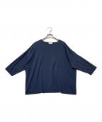KAGUREカグレ）の古着「ボートネック7分袖ワイドカットソー」｜ネイビー