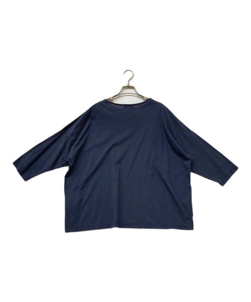 KAGURE（カグレ）KAGURE (カグレ) ボートネック7分袖ワイドカットソー ネイビー サイズ:FREEの古着・服飾アイテム