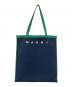 MARNI（マルニ）の古着「ロゴジャガードフラットバッグ」｜ネイビー×グリーン
