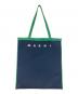 MARNI (マルニ) ロゴジャガードフラットバッグ ネイビー×グリーン：25000円