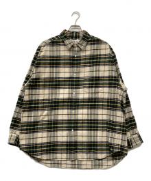 Graphpaper（グラフペーパー）の古着「Re: 名古屋限定 SIDOGRAS Cotton Flannel Oversized Regular Shirt」｜ベージュ×グリーン