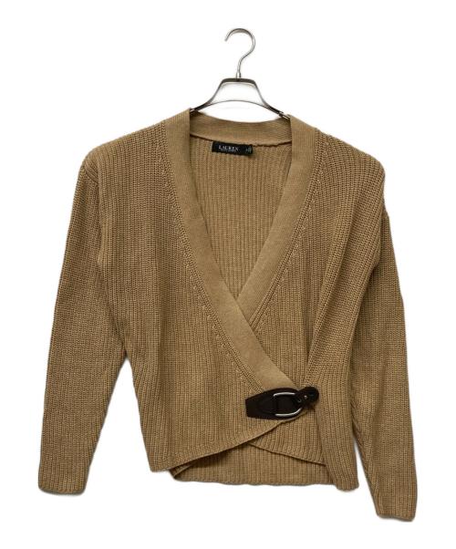 LAUREN RALPH LAUREN（ローレン ラルフ ローレン）LAUREN RALPH LAUREN (ローレン ラルフ ローレン) バックルトリムコットンカーディガン ブラウン サイズ:Mの古着・服飾アイテム