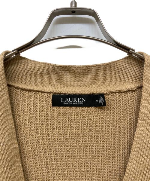 LAUREN RALPH LAUREN（ローレン ラルフ ローレン）LAUREN RALPH LAUREN (ローレン ラルフ ローレン) バックルトリムコットンカーディガン ブラウン サイズ:Mの古着・服飾アイテム