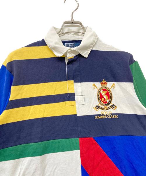 POLO RALPH LAUREN（ポロ・ラルフローレン）POLO RALPH LAUREN QRタグ Classic Fit Patchwork Jersey Rugby Shirt(クラシック フィット パッチワーク ジャージー ラグビー シャツ) マルチカラー サイズ:Mの古着・服飾アイテム