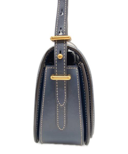 POLO RALPH LAUREN（ポロ・ラルフローレン）POLO RALPH LAUREN (ポロ・ラルフローレン) Polo ID レザートリムキャンバスサドルバッグ ネイビー×グレーの古着・服飾アイテム