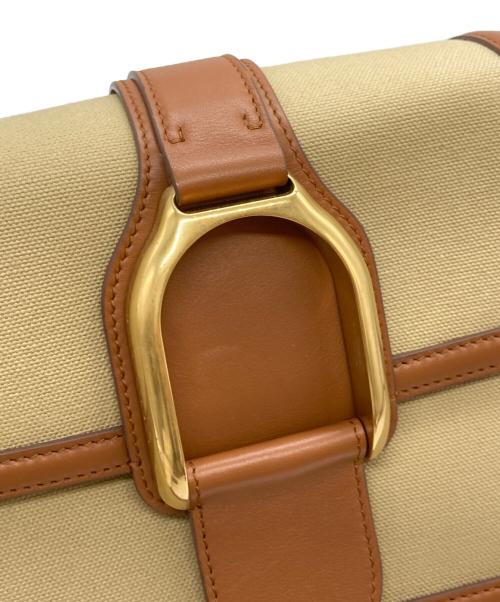 POLO RALPH LAUREN（ポロ・ラルフローレン）POLO RALPH LAUREN (ポロ・ラルフローレン) ウェリントンキャンバスクロスボディバッグ ベージュ×ブラウン サイズ:-の古着・服飾アイテム