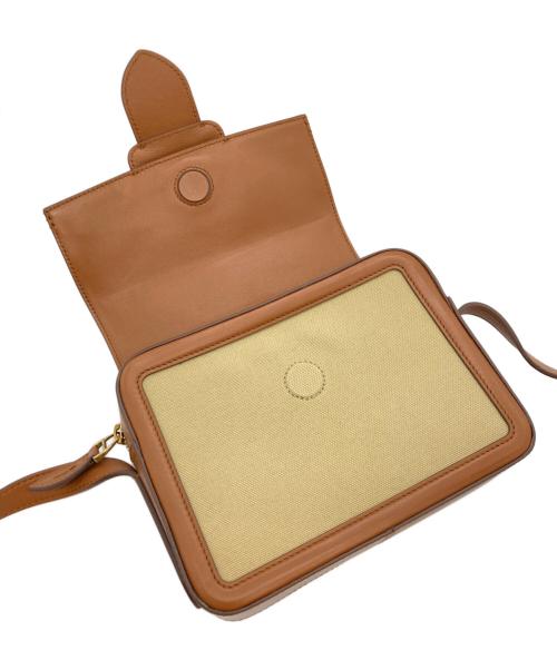 POLO RALPH LAUREN（ポロ・ラルフローレン）POLO RALPH LAUREN (ポロ・ラルフローレン) ウェリントンキャンバスクロスボディバッグ ベージュ×ブラウン サイズ:-の古着・服飾アイテム