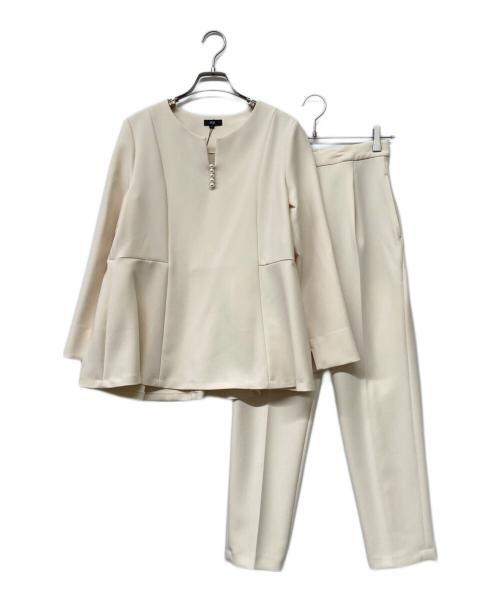 PLST（プラステ）PLST (プラステ) フェイクパールペプラムブラウスセットアップ ベージュ サイズ:Sの古着・服飾アイテム