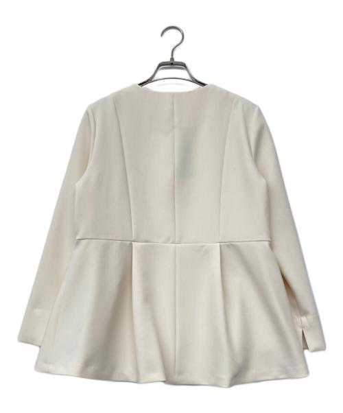 PLST（プラステ）PLST (プラステ) フェイクパールペプラムブラウスセットアップ ベージュ サイズ:Sの古着・服飾アイテム