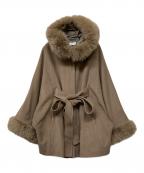 riendaリエンダ）の古着「ウールMIXフードポンチョコート」｜ブラウン