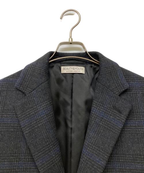 BEAUTY&YOUTH（ビューティーアンドユース）BEAUTY&YOUTH (ビューティーアンドユース) チェック 120S メルトン チェスターコート ブラック サイズ:XLの古着・服飾アイテム