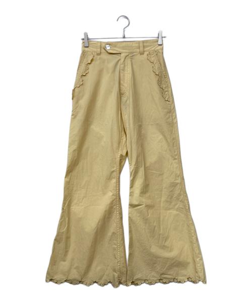 masu（エムエーエスユー）masu (エムエーエスユー) 22SS SCALLOP FLARE PANTS(22エスエス・スカラップ・フレア・パンツ) イエロー サイズ:size42の古着・服飾アイテム