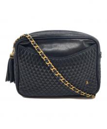 BALLY（バリー）の古着「チェーンレザーショルダーバッグ」｜ブラック