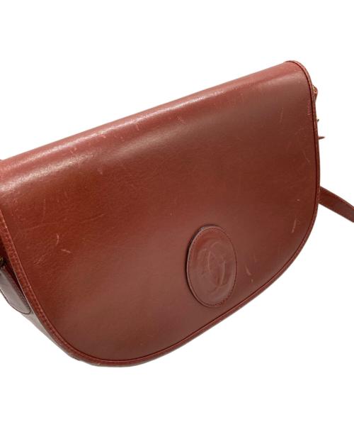 les must de cartier（マストドゥカルティエ）les must de cartier (マストドゥカルティエ) マストライン ヴィンテージフラップレザーショルダーバッグ ボルドー サイズ:-の古着・服飾アイテム