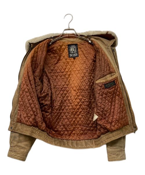 BOSS（ボス）BOSS (ボス) 【ボスジャン】 SUNTORY ORIGINAL DESIGN 古着ファー付きレザージャケット ブラウン サイズ:Mの古着・服飾アイテム