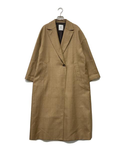 1er Arrondissement（プルミエ アロンディスモン）1er Arrondissement (プルミエ アロンディスモン) 1Bウールブレンドグレンチェックコート ブラウン サイズ:-の古着・服飾アイテム