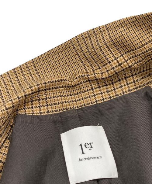 1er Arrondissement（プルミエ アロンディスモン）1er Arrondissement (プルミエ アロンディスモン) 1Bウールブレンドグレンチェックコート ブラウン サイズ:-の古着・服飾アイテム