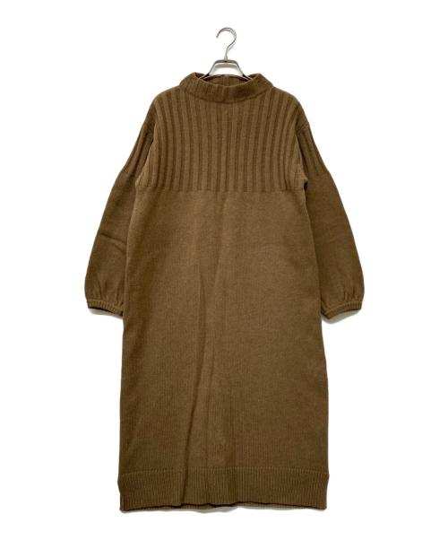 MACPHEE（マカフィー）MACPHEE (マカフィー) エアリーウールビルドネックワンピース ブラウン サイズ:36の古着・服飾アイテム