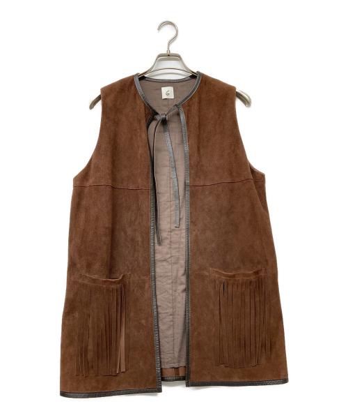 6(ROKU) BEAUTY&YOUTH（ロク ビューティーアンドユース）6(ROKU) BEAUTY&YOUTH (ロク ビューティーアンドユース) SUEDE FRINGE VEST ブラウン サイズ:-の古着・服飾アイテム