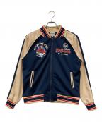 TED COMPANYテッドカンパニー）の古着「ジップアップジャージ DEVILS ATTACK」｜ベージュ×ネイビー