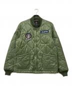 ALPHAアルファ）の古着「リブキルトジャケット パッチドWAPPEN」｜グリーン