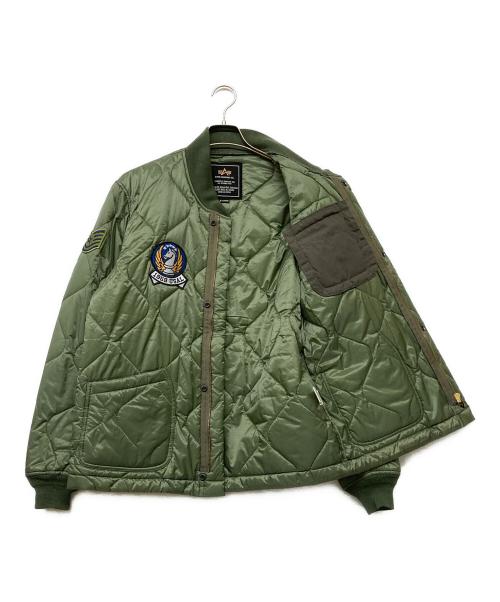 ALPHA（アルファ）ALPHA (アルファ) リブキルトジャケット パッチドWAPPEN グリーン サイズ:ＸＬの古着・服飾アイテム