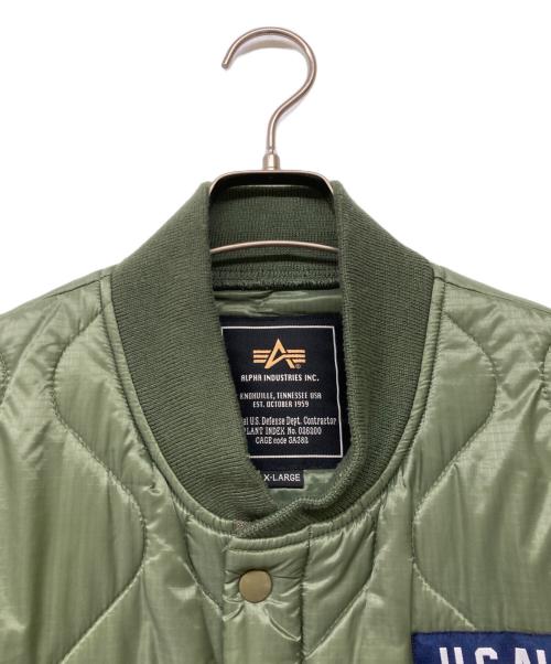 ALPHA（アルファ）ALPHA (アルファ) リブキルトジャケット パッチドWAPPEN グリーン サイズ:ＸＬの古着・服飾アイテム
