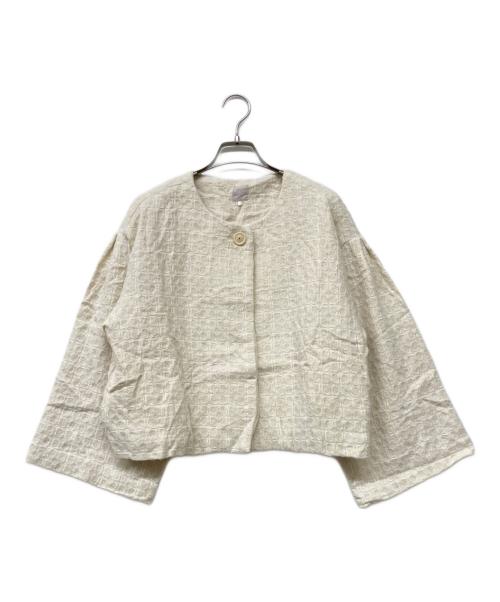 TSUHARU by samansa Mos2（ツハル バイ サマンサモスモス）TSUHARU by samansa Mos2 (ツハル バイ サマンサモスモス) クッキージャガートブルゾン ホワイト サイズ:Ｆの古着・服飾アイテム