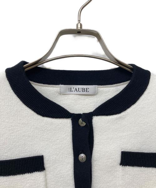 L'AUBE BLANC（ローブ ブラン）L'AUBE BLANC (ローブ ブラン) ニットカーディガン ホワイト サイズ:FREEの古着・服飾アイテム