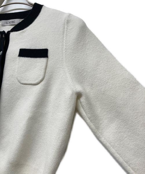 L'AUBE BLANC（ローブ ブラン）L'AUBE BLANC (ローブ ブラン) ニットカーディガン ホワイト サイズ:FREEの古着・服飾アイテム