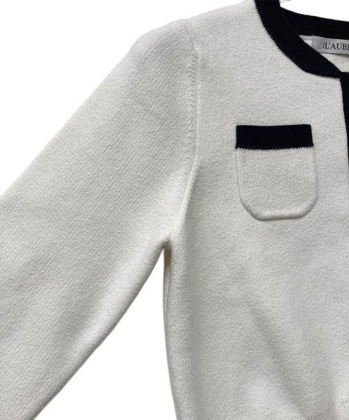 L'AUBE BLANC（ローブ ブラン）L'AUBE BLANC (ローブ ブラン) ニットカーディガン ホワイト サイズ:FREEの古着・服飾アイテム